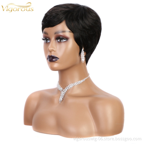 Vigorous manufacturers prices bang free shipping 150% density vendor women short natural peruvian 100% brazilian human hair wigs